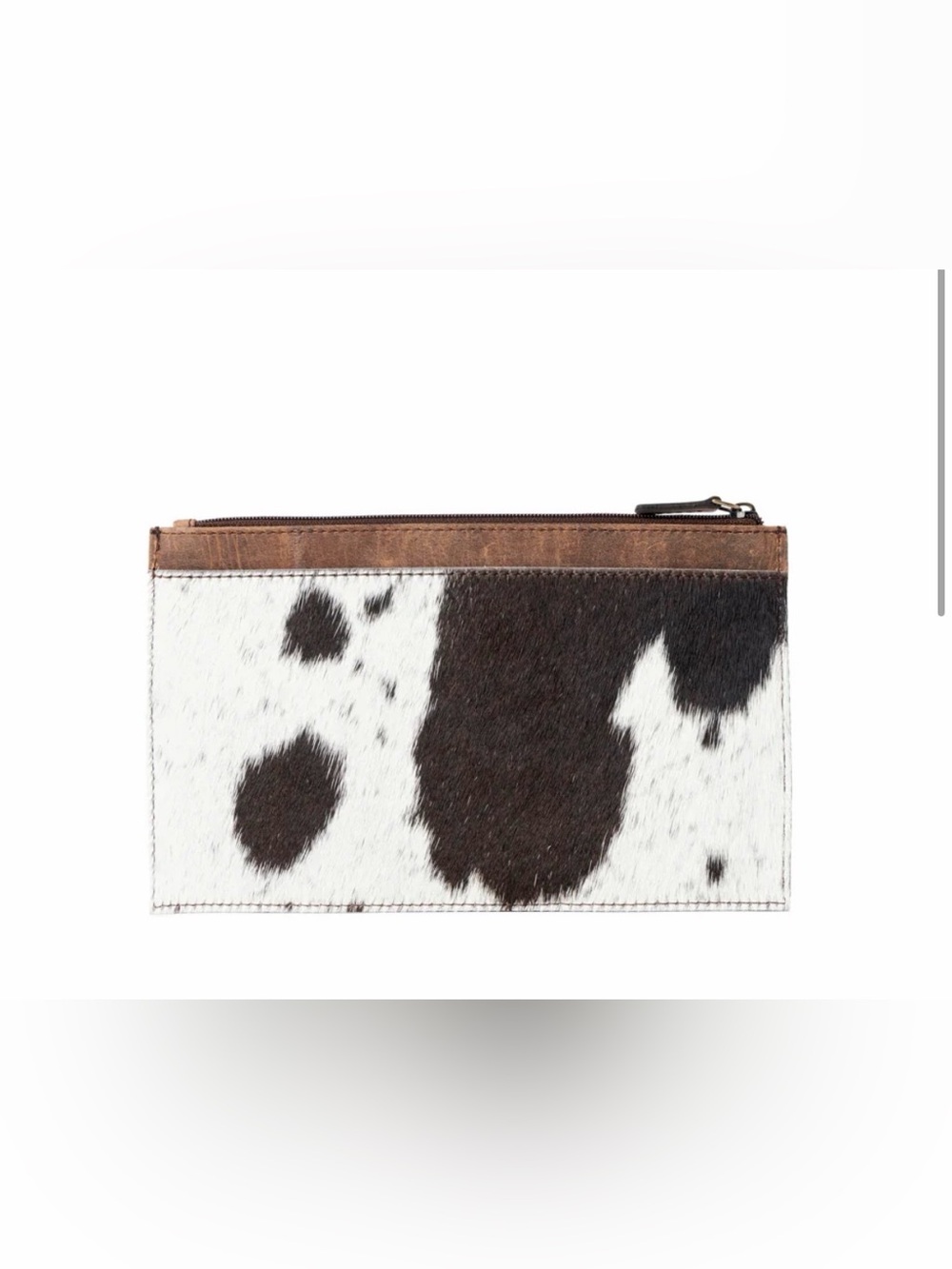 Western Pouch Leather & Haircalf Zip Clutch - Black/White